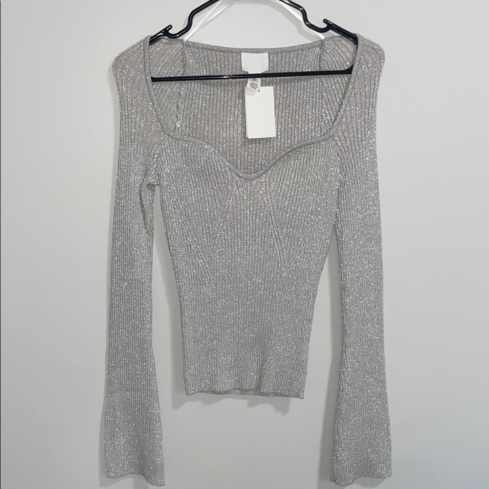 Elegant Silver Women's Top